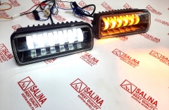 Светодиодные LED подфарники 11 линз Sal-Man с ДХО, бегающим поворотником, дальним/ближним для Лада Нива 4х4, URBAN, BRONTO